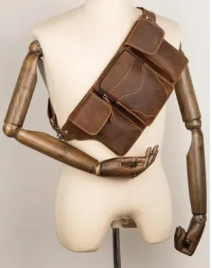 Vintage Leather Fanny Pack Mens Waist Bag Hip Pack Belt Bag Bumbag for Men