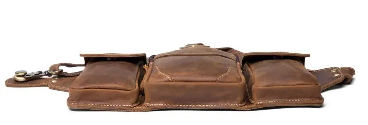 Vintage Leather Fanny Pack Mens Waist Bag Hip Pack Belt Bag Bumbag for Men