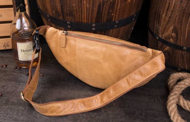 Vintage Leather Fanny Pack Mens Waist Bag Hip Pack Belt Bag Bumbag for Men
