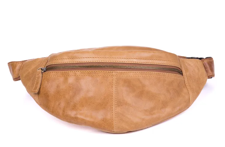 Vintage Leather Fanny Pack Mens Waist Bag Hip Pack Belt Bag Bumbag for Men
