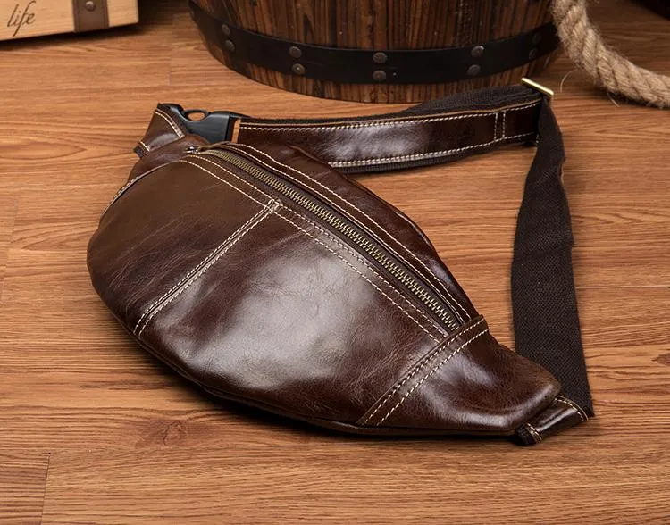 Vintage Leather Fanny Pack Mens Waist Bag Hip Pack Belt Bag Bumbag for Men