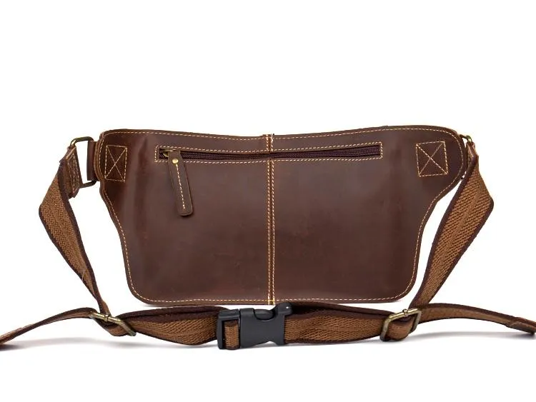Vintage Leather Fanny Pack Mens Waist Bag Hip Pack Belt Bag Bumbag for Men