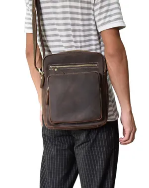 Vintage Leather Men Cool Messenger Bags Shoulder Bag CrossBody Bags For Men