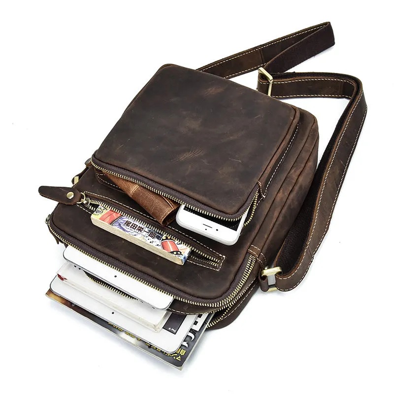 Vintage Leather Men Cool Messenger Bags Shoulder Bag CrossBody Bags For Men