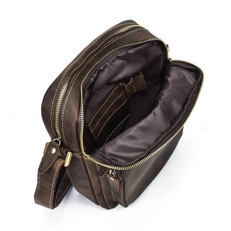 Vintage Leather Men Cool Messenger Bags Shoulder Bag CrossBody Bags For Men