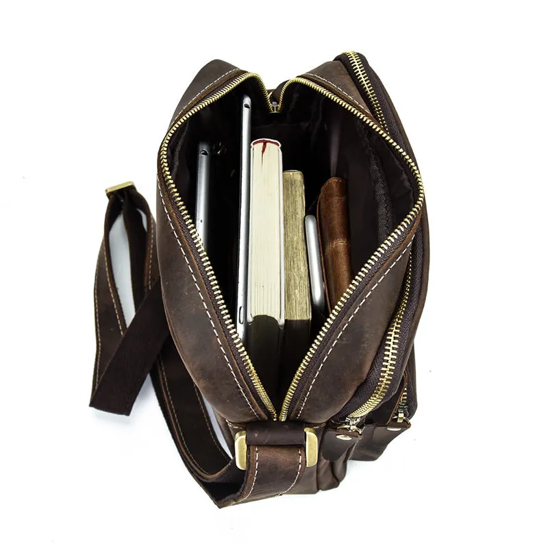 Vintage Leather Men Cool Messenger Bags Shoulder Bag CrossBody Bags For Men