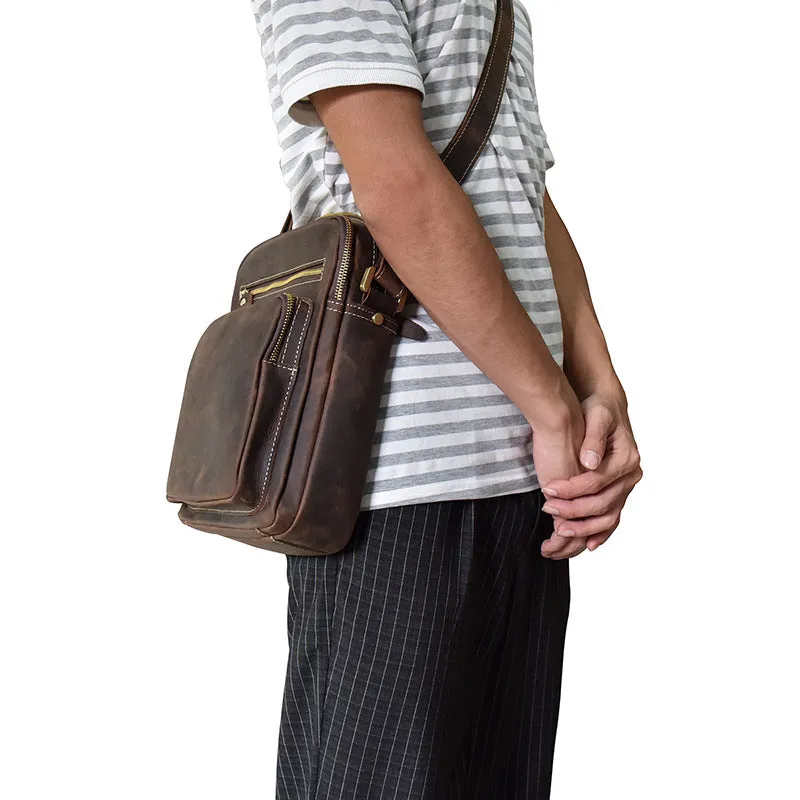 Vintage Leather Men Cool Messenger Bags Shoulder Bag CrossBody Bags For Men