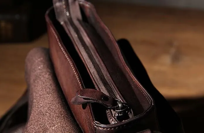 Vintage Leather Mens Cool Messenger Bag Shoulder Bag Crossbody Bag for Men