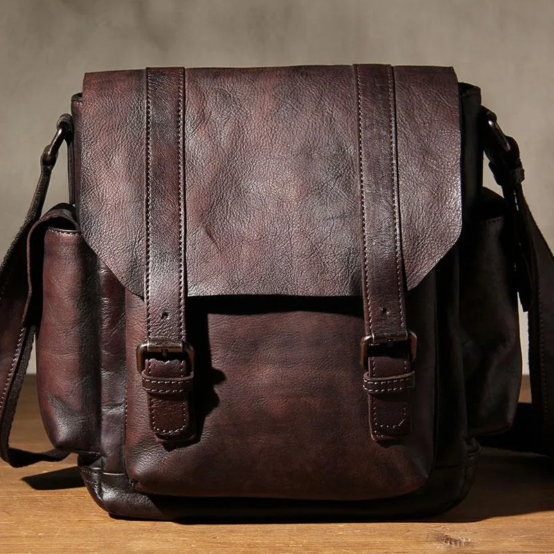 Vintage Leather Mens Cool Messenger Bag Shoulder Bag Crossbody Bag for Men