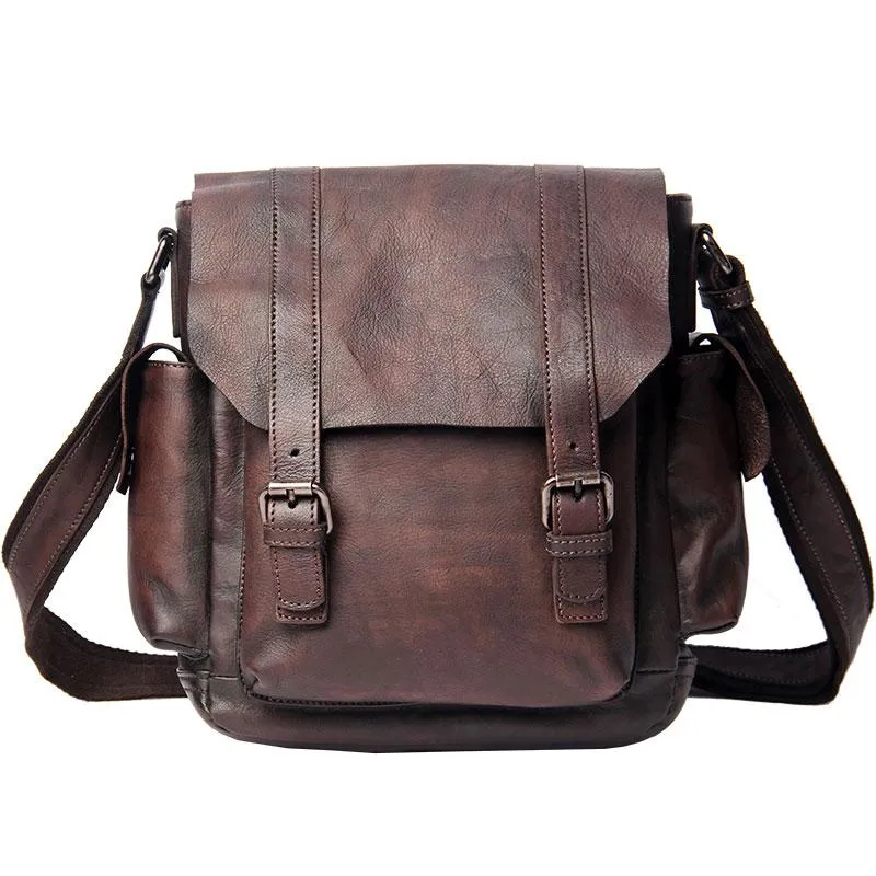 Vintage Leather Mens Cool Messenger Bag Shoulder Bag Crossbody Bag for Men