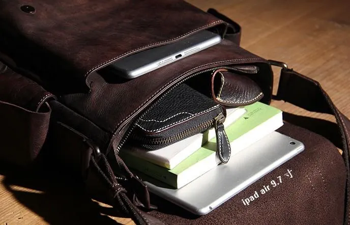 Vintage Leather Mens Cool Messenger Bag Shoulder Bag Crossbody Bag for Men