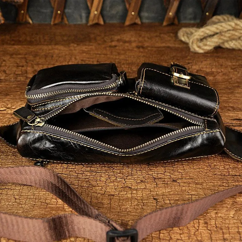Vintage Leather Mens Fanny Pack Waist Bag Hip Pack Belt Bag Bumbag for Men