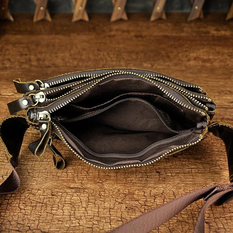 Vintage Leather Mens Fanny Pack Waist Bag Hip Pack Belt Bag Bumbag for Men