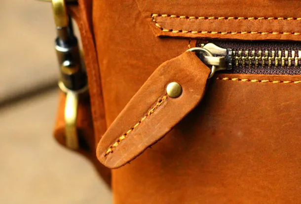 Vintage Leather Mens Messenger Bag Briefcase Side Bag Brown Work Bag Business Bag For Men