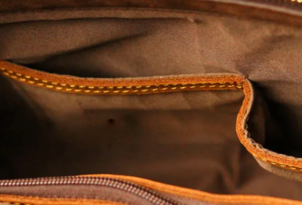 Vintage Leather Mens Messenger Bag Briefcase Side Bag Brown Work Bag Business Bag For Men