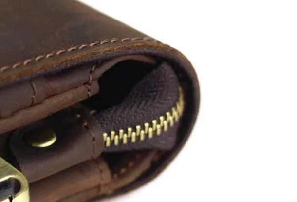 Vintage Leather Mens Small Messenger Bag Clutch Purse iPad Bag For Men