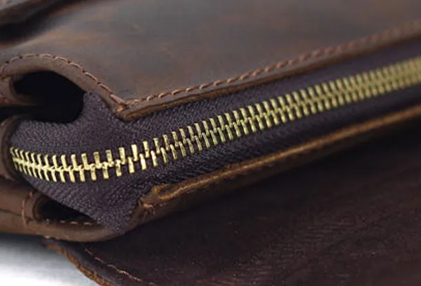 Vintage Leather Mens Small Messenger Bag Clutch Purse iPad Bag For Men