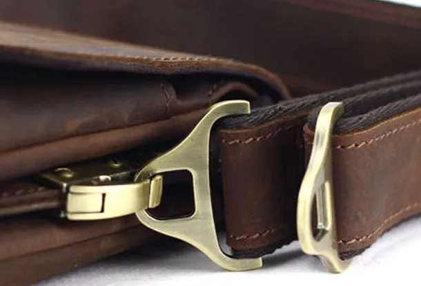 Vintage Leather Mens Small Messenger Bag Clutch Purse iPad Bag For Men