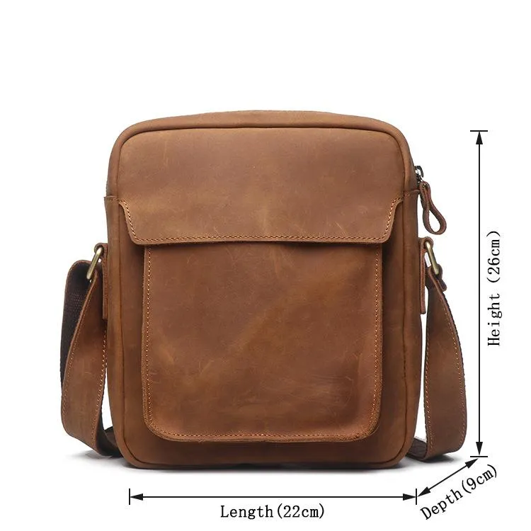 Vintage Leather Men's Small Side Bag Table Bag Small Messenger Bag For Men