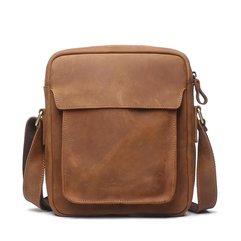 Vintage Leather Men's Small Side Bag Table Bag Small Messenger Bag For Men