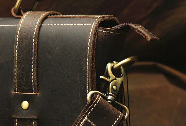 Vintage Leather Messenger Bag Briefcase Handbag Shoulder Bag For Men