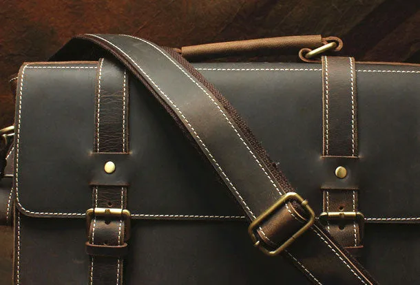 Vintage Leather Messenger Bag Briefcase Handbag Shoulder Bag For Men