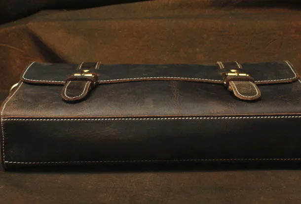 Vintage Leather Messenger Bag Briefcase Handbag Shoulder Bag For Men