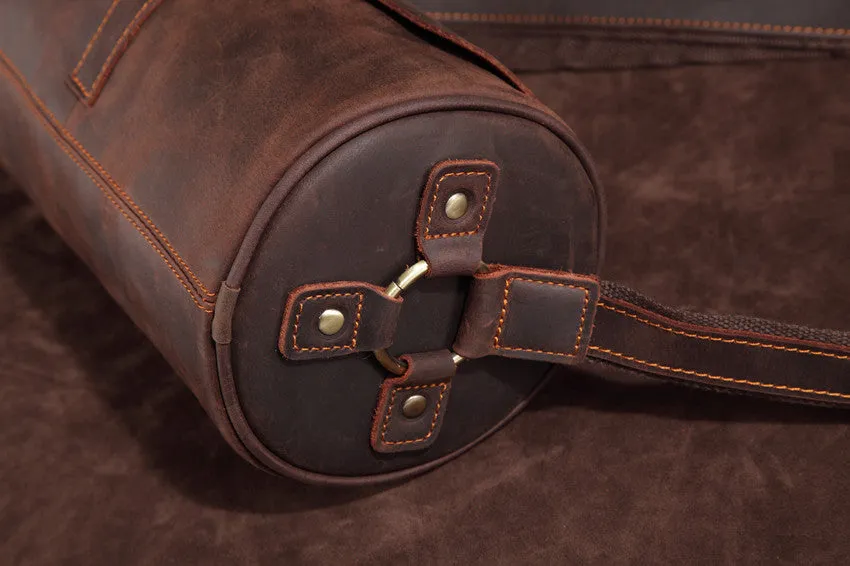 Vintage Leather Small Barrel Messenger Bag Shoulder Bag For Men
