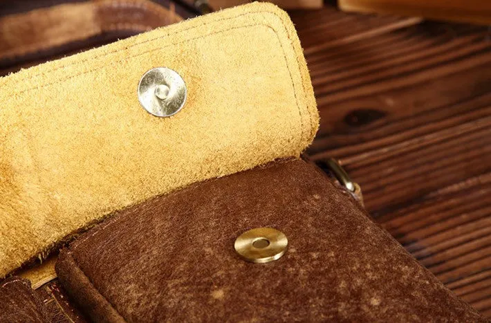 Vintage Leather Small Messenger Bag Shoulder Bag For Men