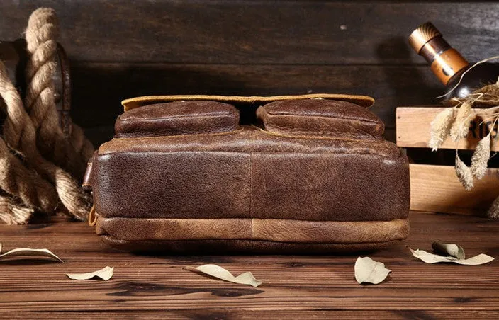 Vintage Leather Small Messenger Bag Shoulder Bag For Men