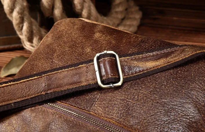 Vintage Leather Small Messenger Bag Shoulder Bag For Men