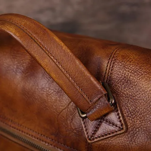 Vintage Mens Brown Leather Briefcase Messenger Bag Black Side Bag Work Bag for Men