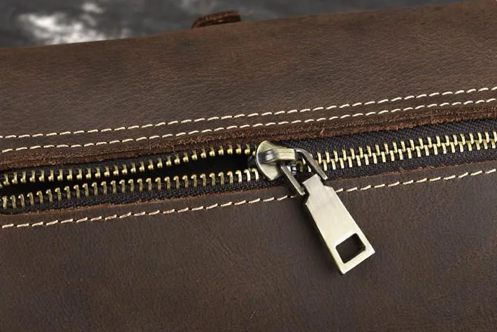 Vintage Mens Leather Barrel Side Bag Small Bucket Messenger Bag For Men