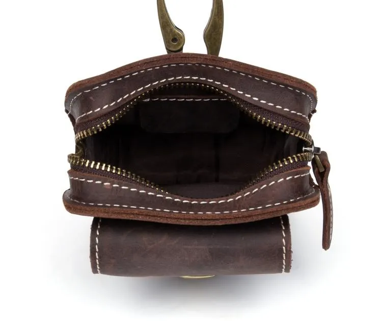 Vintage Mens Leather Belt Pouch Small Belt Cases Small Hip Pouch Waist Bag for Men
