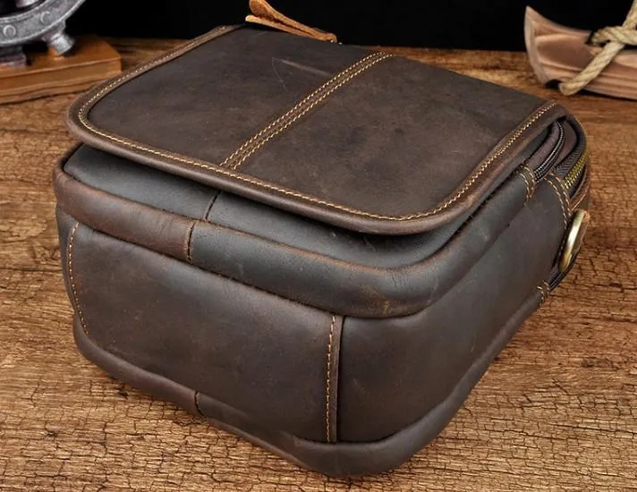 Vintage Mens Leather Side Bag Belt Pouch Holster Belt Case Waist Pouch for Men