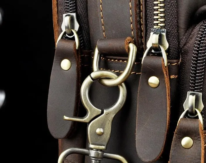 Vintage Mens Leather Side Bag Belt Pouch Holster Belt Case Waist Pouch for Men