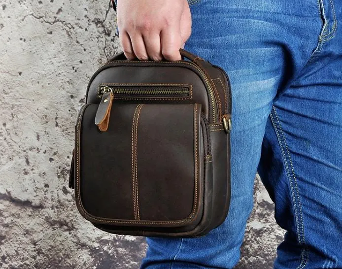 Vintage Mens Leather Side Bag Belt Pouch Holster Belt Case Waist Pouch for Men