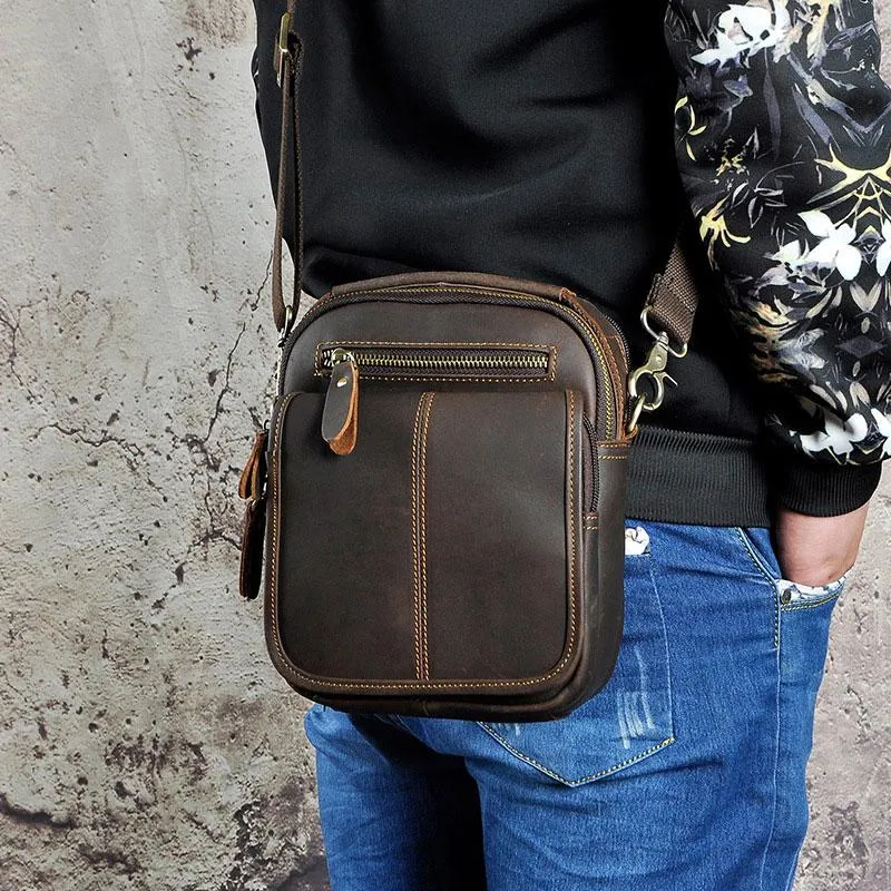Vintage Mens Leather Side Bag Belt Pouch Holster Belt Case Waist Pouch for Men