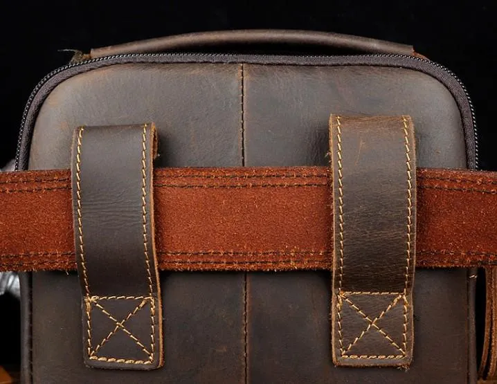 Vintage Mens Leather Side Bag Belt Pouch Holster Belt Case Waist Pouch for Men