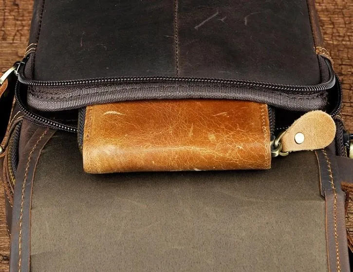 Vintage Mens Leather Side Bag Belt Pouch Holster Belt Case Waist Pouch for Men