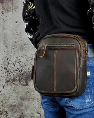 Vintage Mens Leather Side Bag Belt Pouch Holster Belt Case Waist Pouch for Men