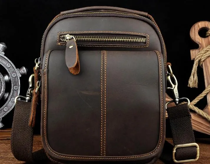 Vintage Mens Leather Side Bag Belt Pouch Holster Belt Case Waist Pouch for Men