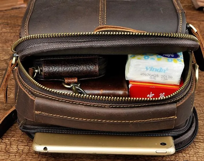 Vintage Mens Leather Side Bag Belt Pouch Holster Belt Case Waist Pouch for Men