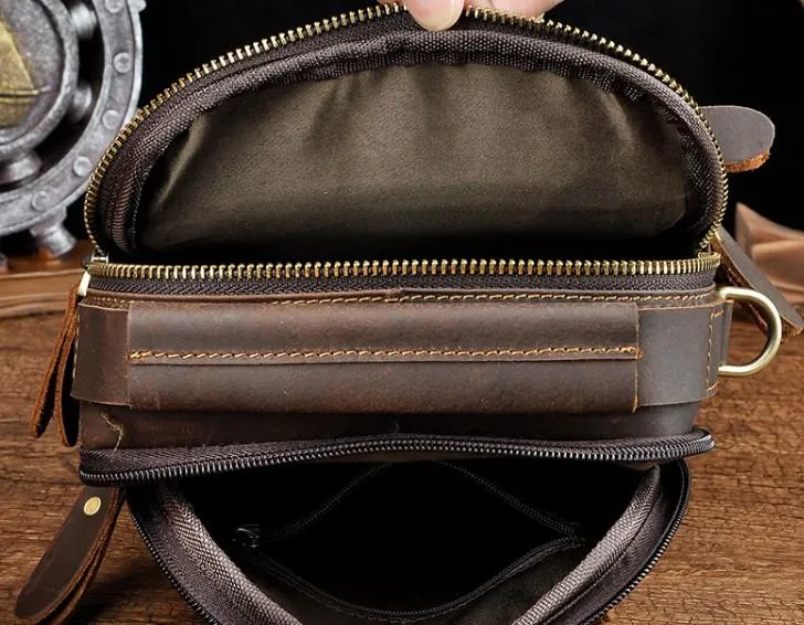Vintage Mens Leather Side Bag Belt Pouch Holster Belt Case Waist Pouch for Men