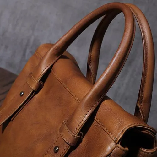 Vintage Red Ladies Leather Handbag Purse Brown Work Handbag Shoulder Purse for Women