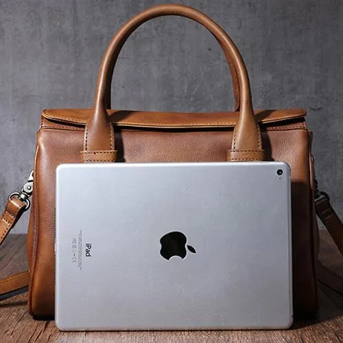 Vintage Red Ladies Leather Handbag Purse Brown Work Handbag Shoulder Purse for Women