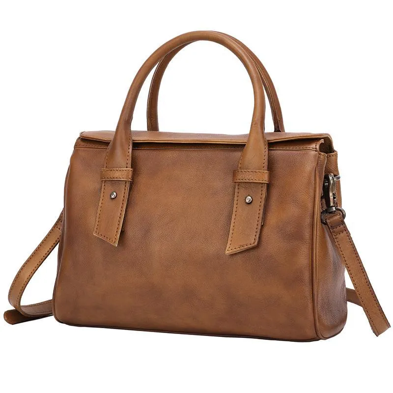 Vintage Red Ladies Leather Handbag Purse Brown Work Handbag Shoulder Purse for Women