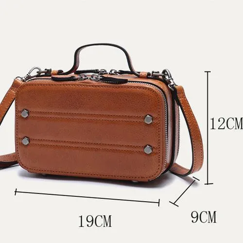 Vintage Small Womens Leather Red Handbag Cube Box Small Red Leather Shoulder Bag for Men