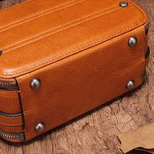 Vintage Small Womens Leather Red Handbag Cube Box Small Red Leather Shoulder Bag for Men