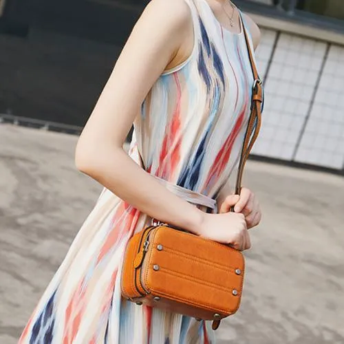 Vintage Small Womens Leather Red Handbag Cube Box Small Red Leather Shoulder Bag for Men